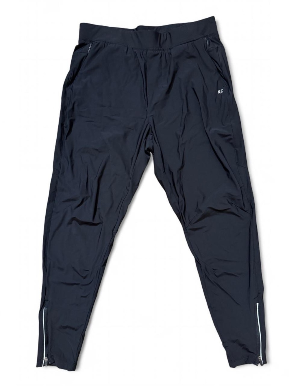 Kenneth Cole Black Performance Jogger Pants Zip Pocket Reflective Size M